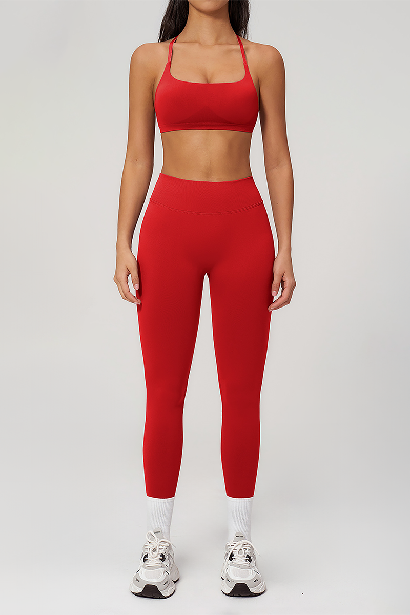Wholesale Seamless Cross-Back Sports Bra & High-Waist Leggings Set – Naked-Feel Yoga 2-Piece