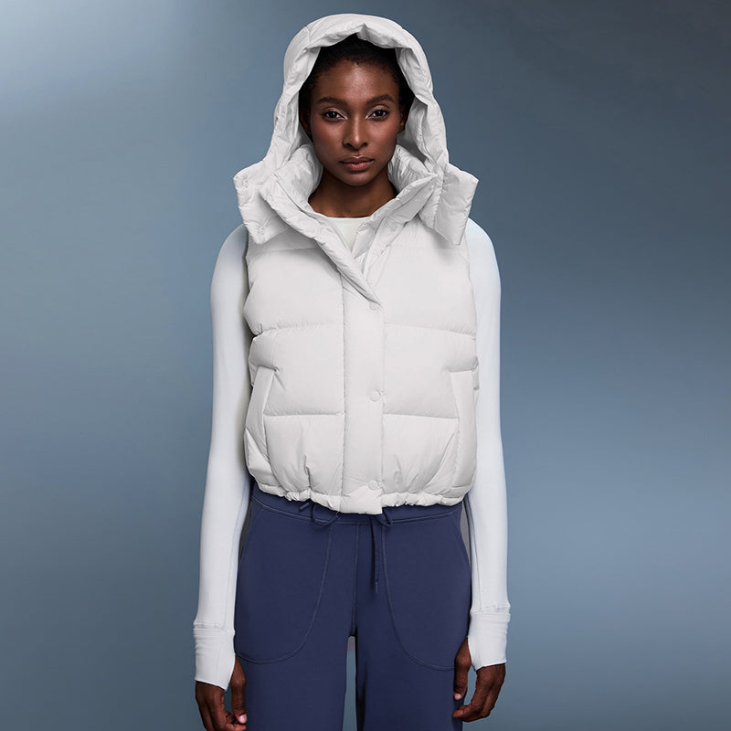 Cropped hooded down vest