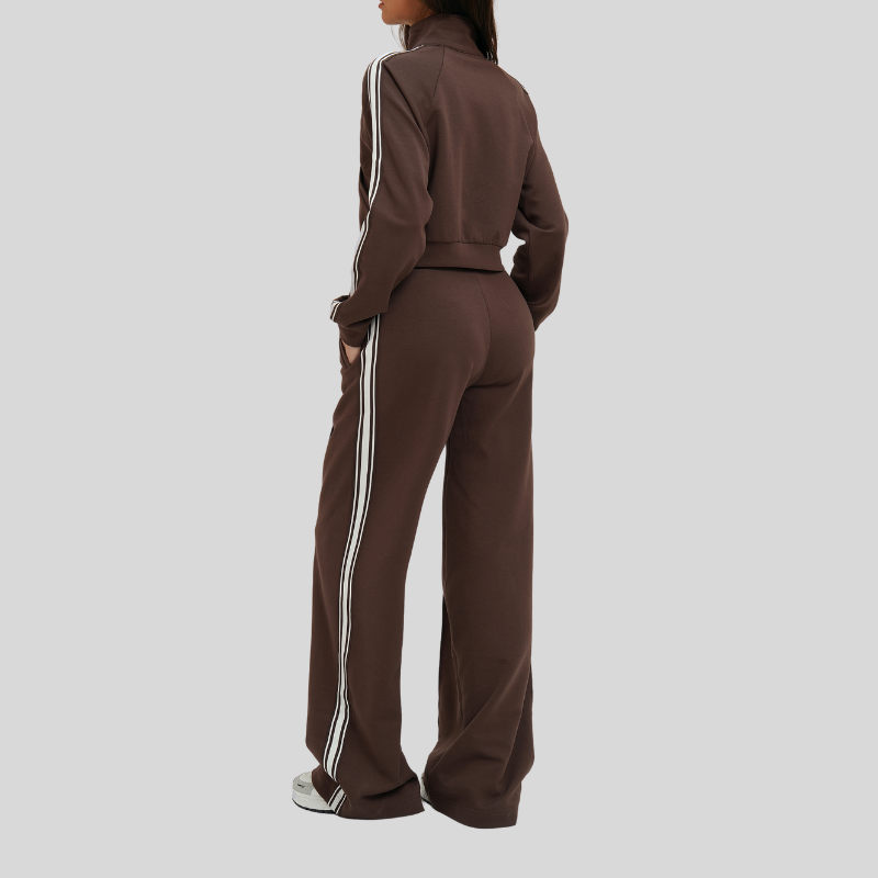 Wholesale color-block jacket + loose sweatpants