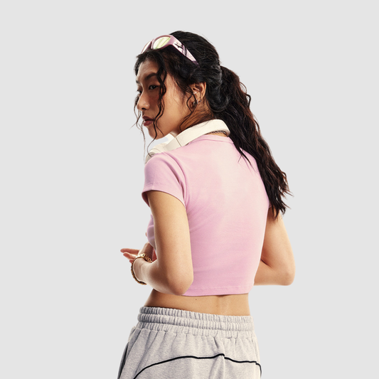 Wholesale Cropped Cotton-Spandex Tee – Vintage Streetwear Short Sleeve