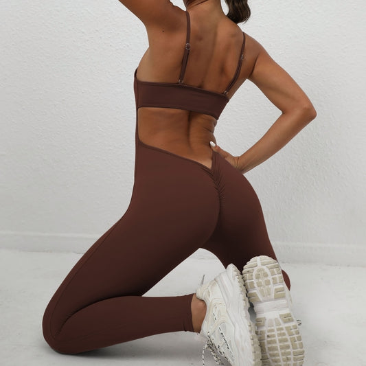 Wholesale Solid color suspender sports jumpsuit | Wonderxfans bulk activewear