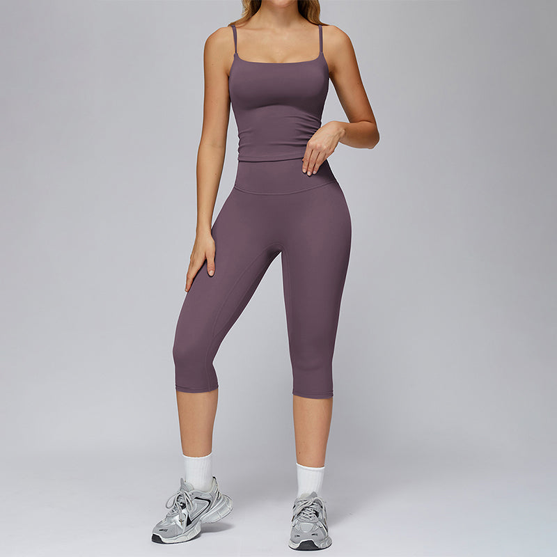 Sports vest + Mid-length leggings 2-piece set