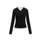 Two-piece look V-neck contrast color top