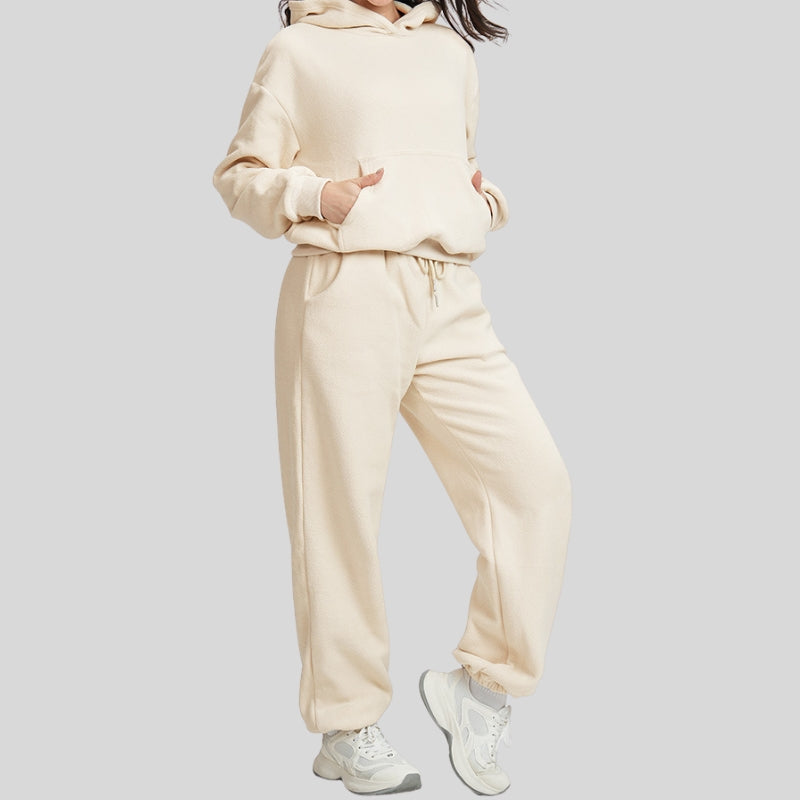 Double-sided fleece loose-fitting sweatshirt and pants set