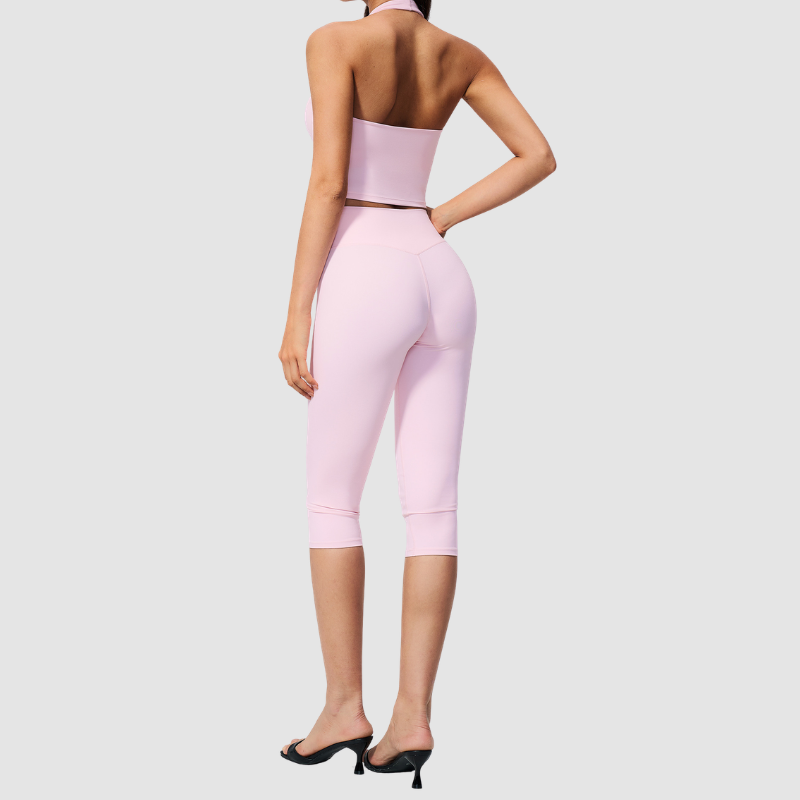 Wholesale Women's Sports Bra and Mid-Length Shorts Set – Brushed Peach-Lift Yoga Set