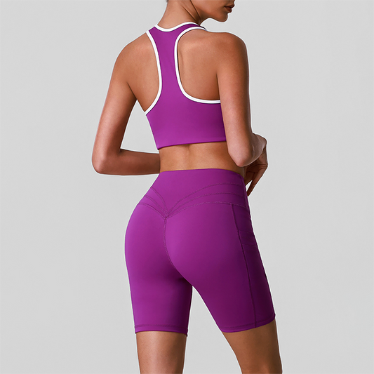 Wholesale shock-absorbing sports bra+high waisted hip lifting shorts