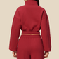 wholesale Women's Activewear Fleece-Lined Stand-Collar Zip Cropped Jacket