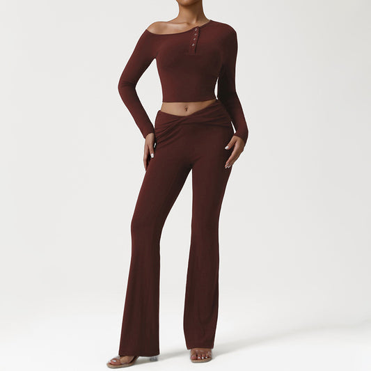 Wholesale One-Shoulder Long Sleeve top + | Wonderxfans bulk activewear
