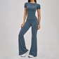 Wholesale Round Neck Short Sleeve Tank Top+High Waist pants 2-piece Set