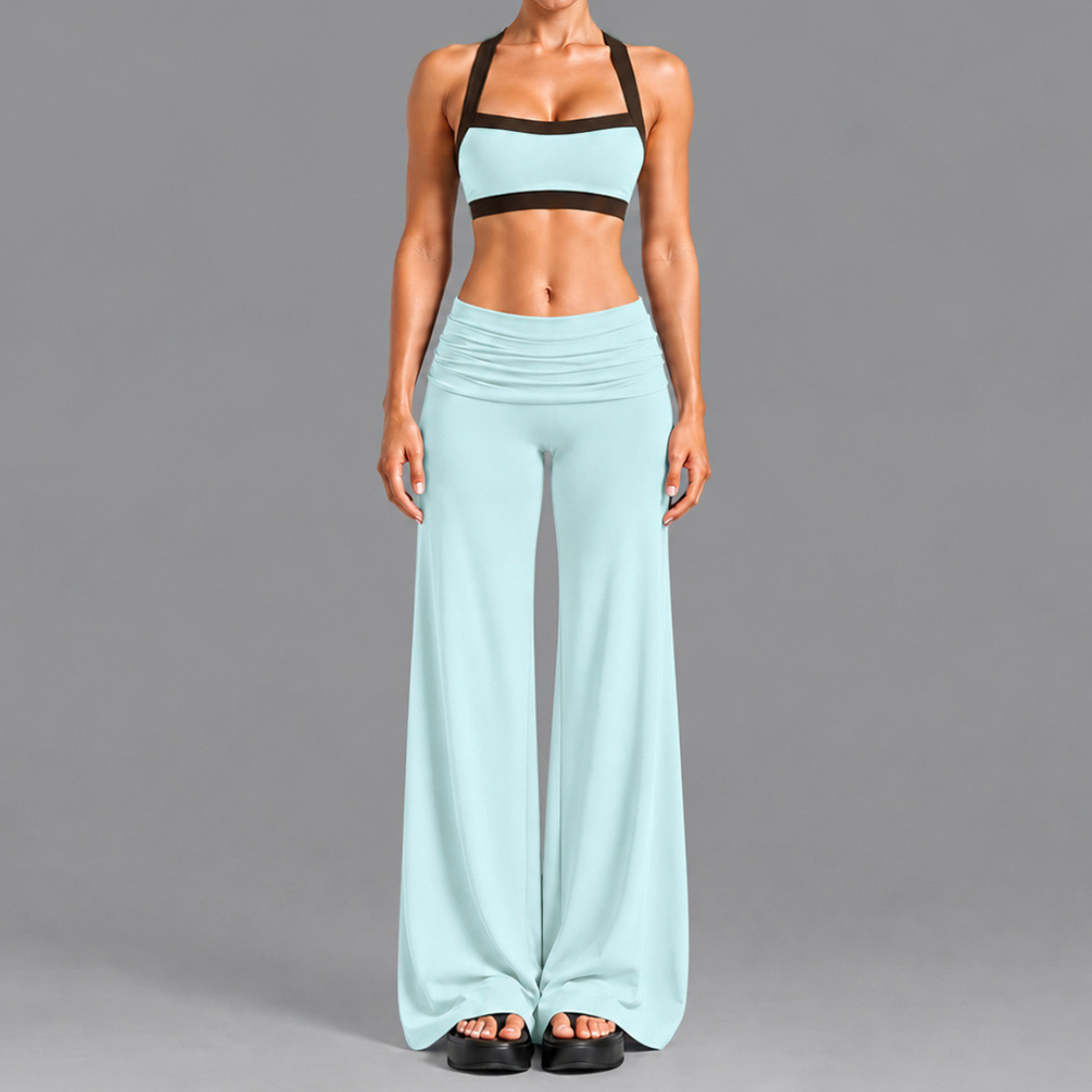 Women's Activewear Padded Sports Bra & High-Waist Long Pants Yoga Set