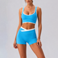 Wholesale Women's Color Block Cross-Back Sports Bra & High-waist Short (Pre-sale)
