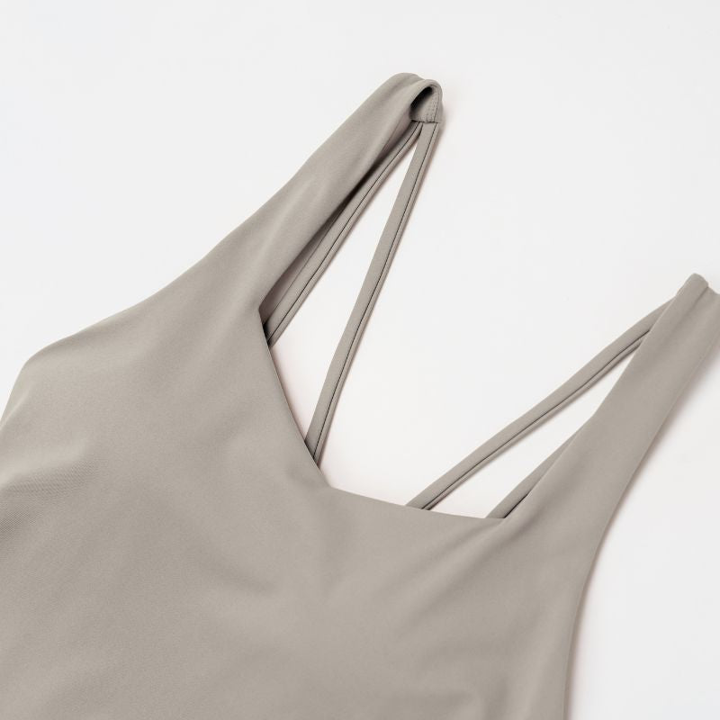 Cross-over back flared jumpsuit