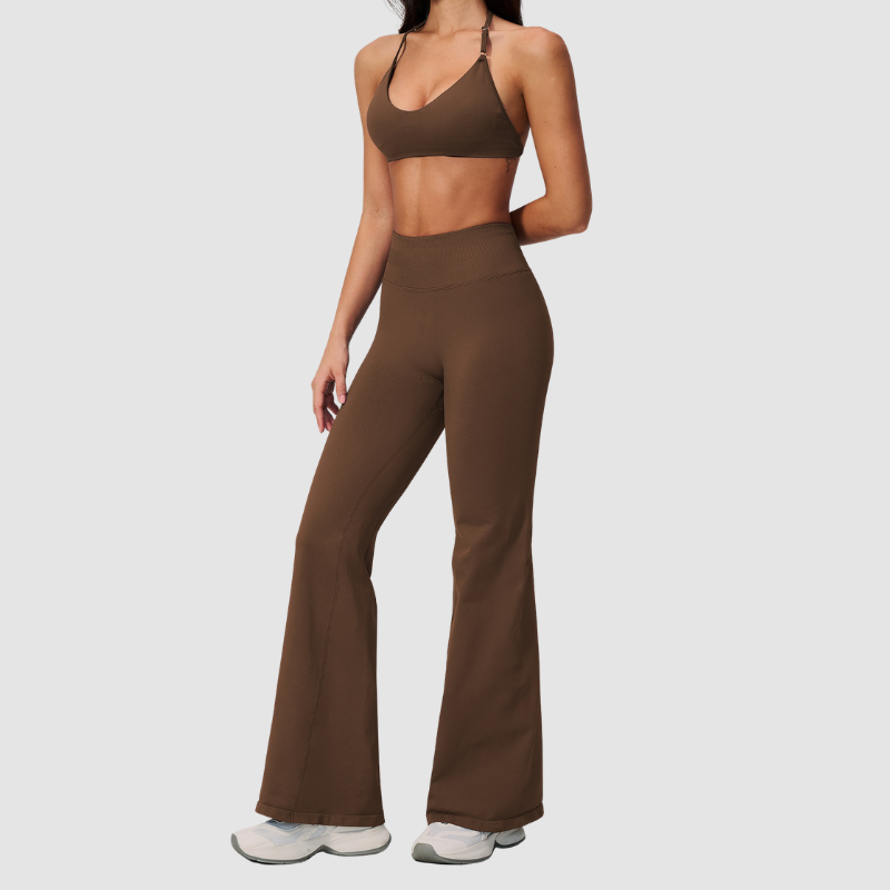 Wholesale Women's Sports Bra & Flare Pants Set – Seamless Yoga Activewear
