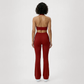 Deep V halter neck bra + high waisted pant 2-piece set