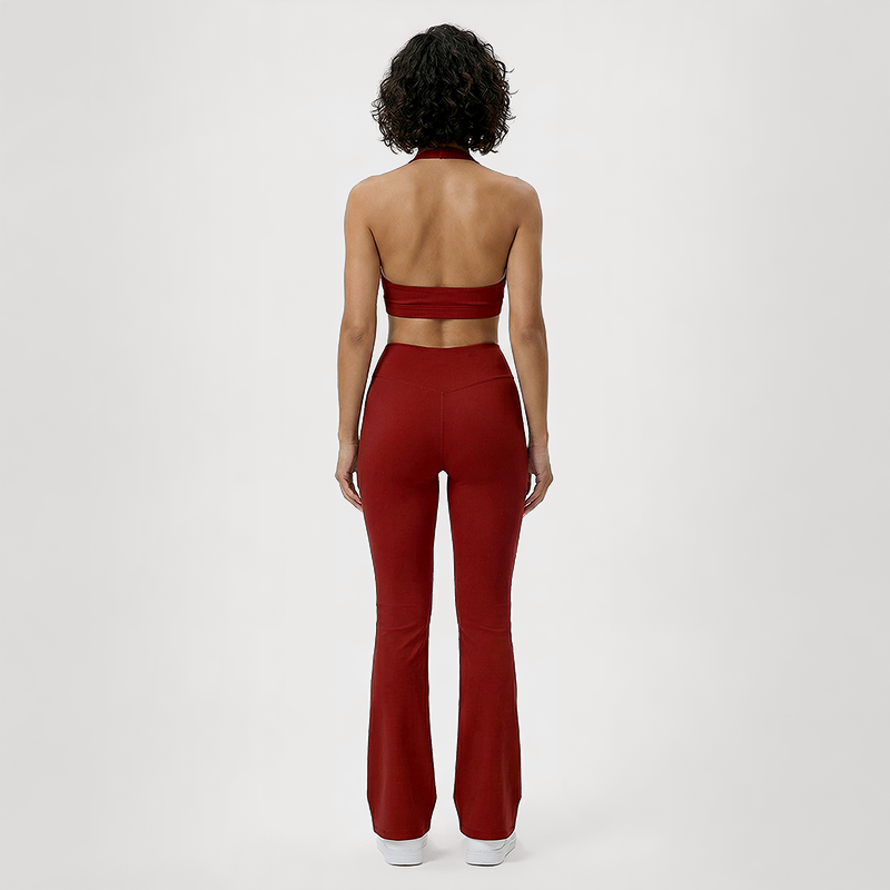 Deep V halter neck bra + high waisted pant 2-piece set