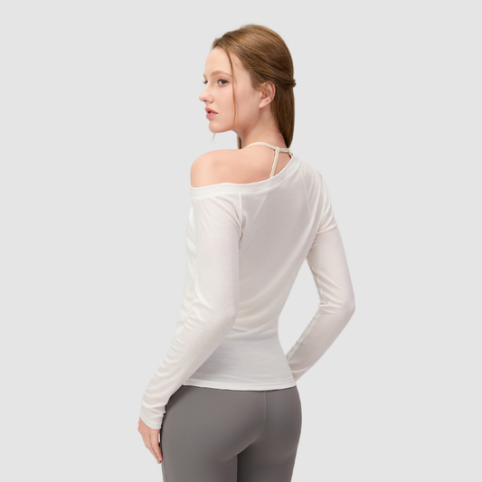Wholesale Women's Lyocell Off-Shoulder Long-Sleeve Yoga Top