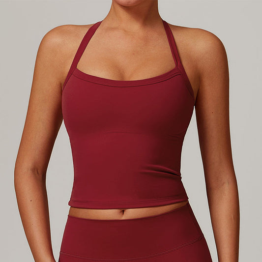 Brushed cross back and thin straps yoga tank top