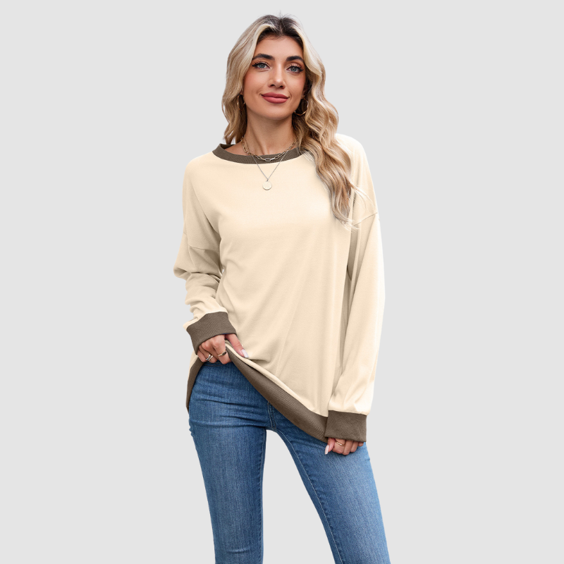 Wholesale Crew Neck Loose Top Long Sleeve Sweatshirt