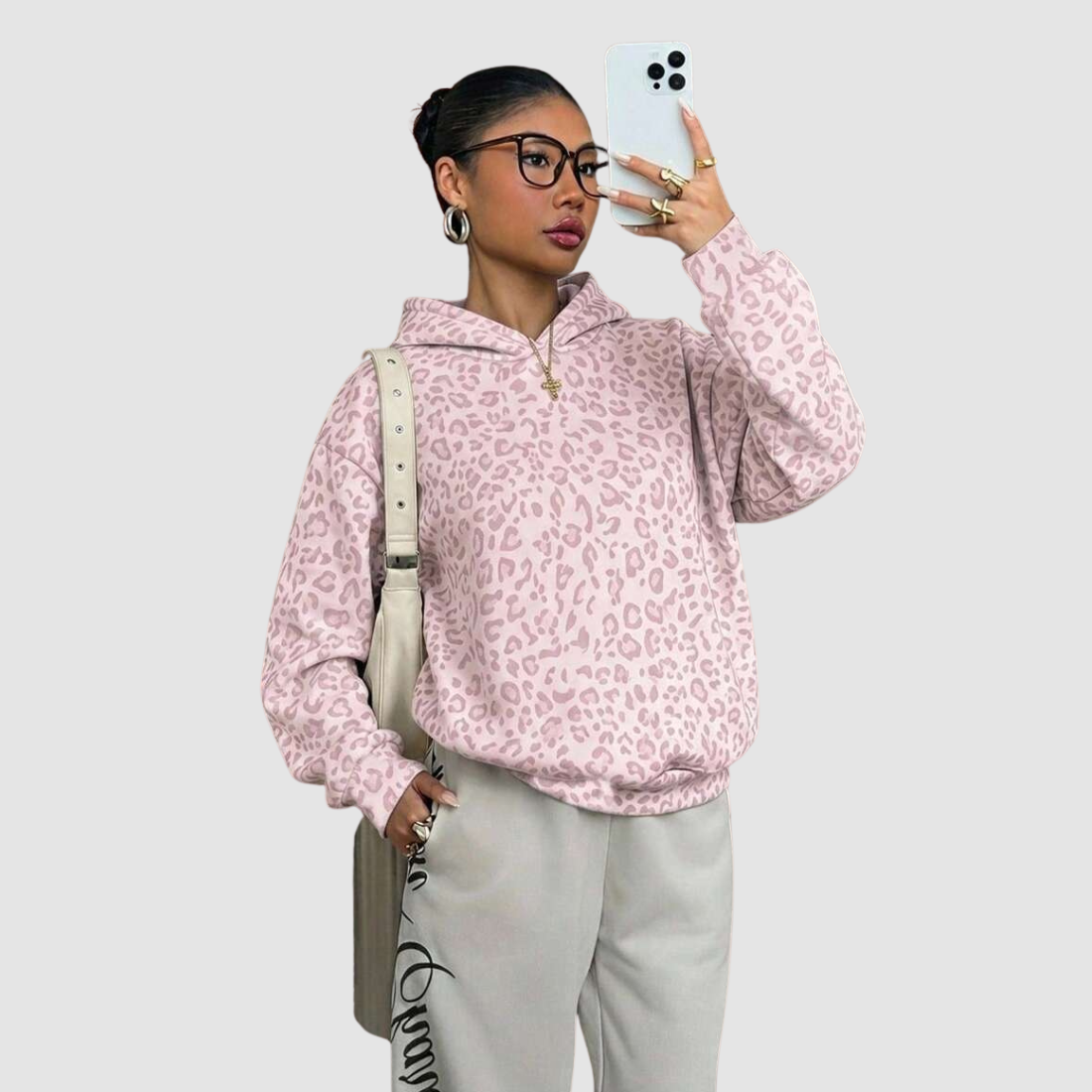 Wholesale Women's Leopard Print Pullover Hoodie – Loose Long Sleeve Sweatshirt