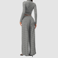 Wholesale Women's Stripe Yoga Set: Zip Stand-Collar Jacket & Wide-Leg Pants