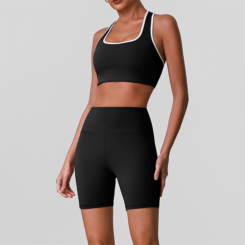 Wholesale shock-absorbing sports bra+high waisted hip lifting shorts