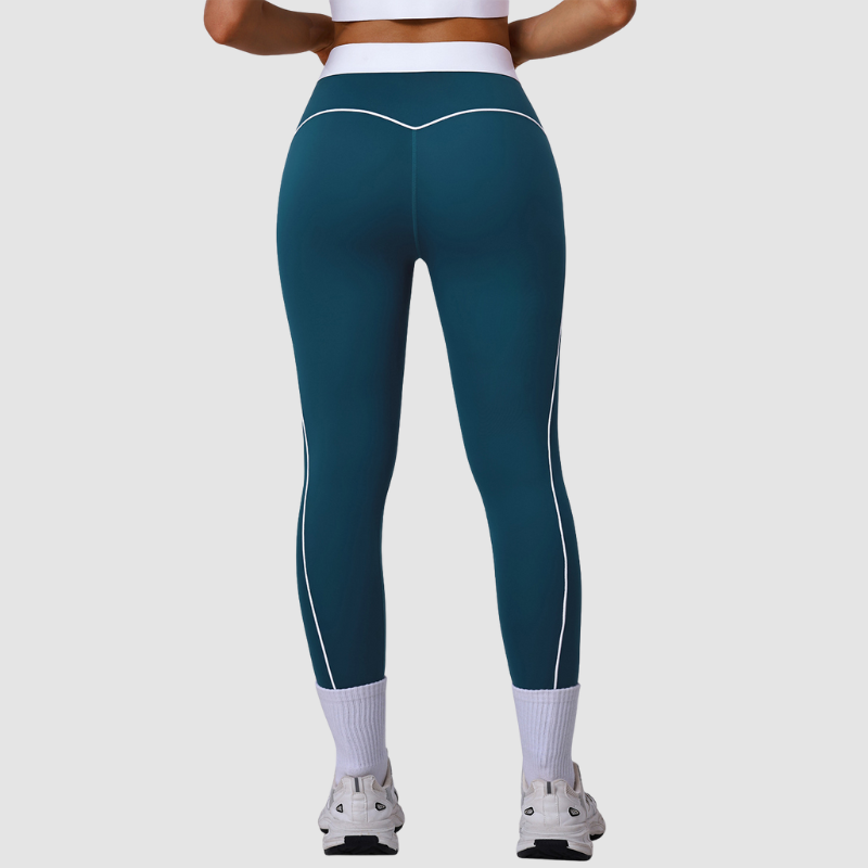 Wholesale color-block leggings with contrasting waistband