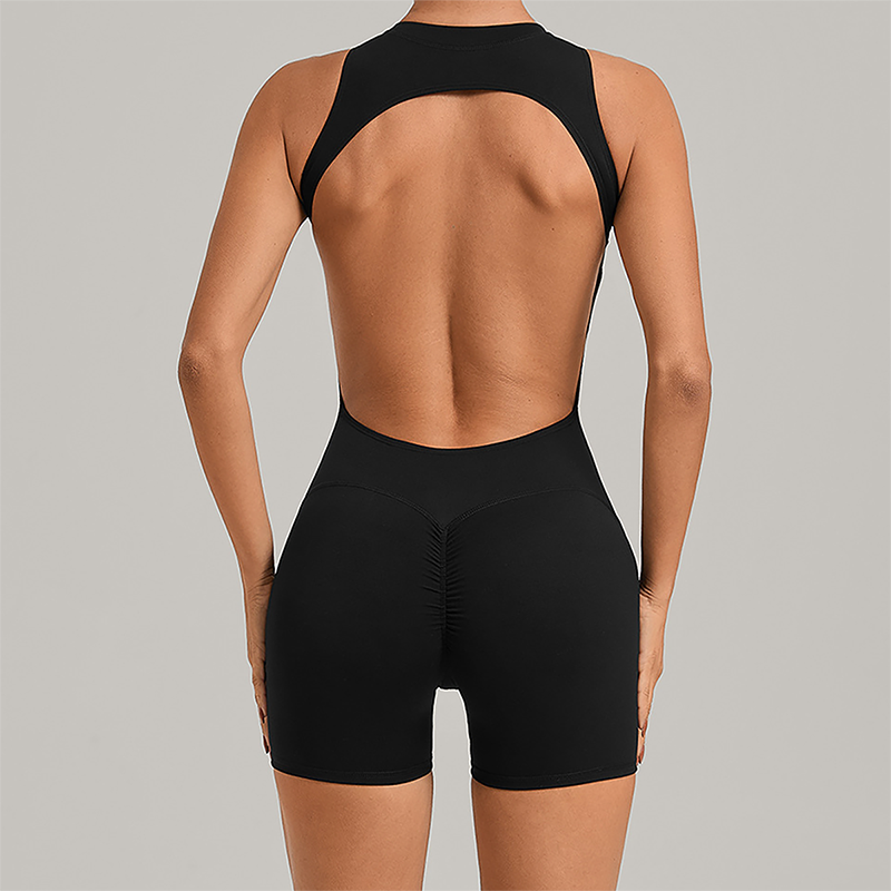 Wholesale Half zip Integrated hip lifting jumpsuit