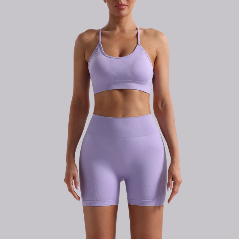 Seamless beautiful back bra + shorts two-piece set