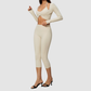 Wholesale Women's Activewear Brushed Bra, Capri Pants & Long-Sleeve 3-piece Yoga Set