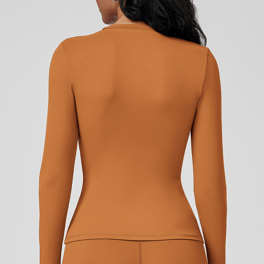 Wholesale Women's Brushed Long Sleeve Yoga Top – Crew Neck Slim Fit Athletic T-Shirt