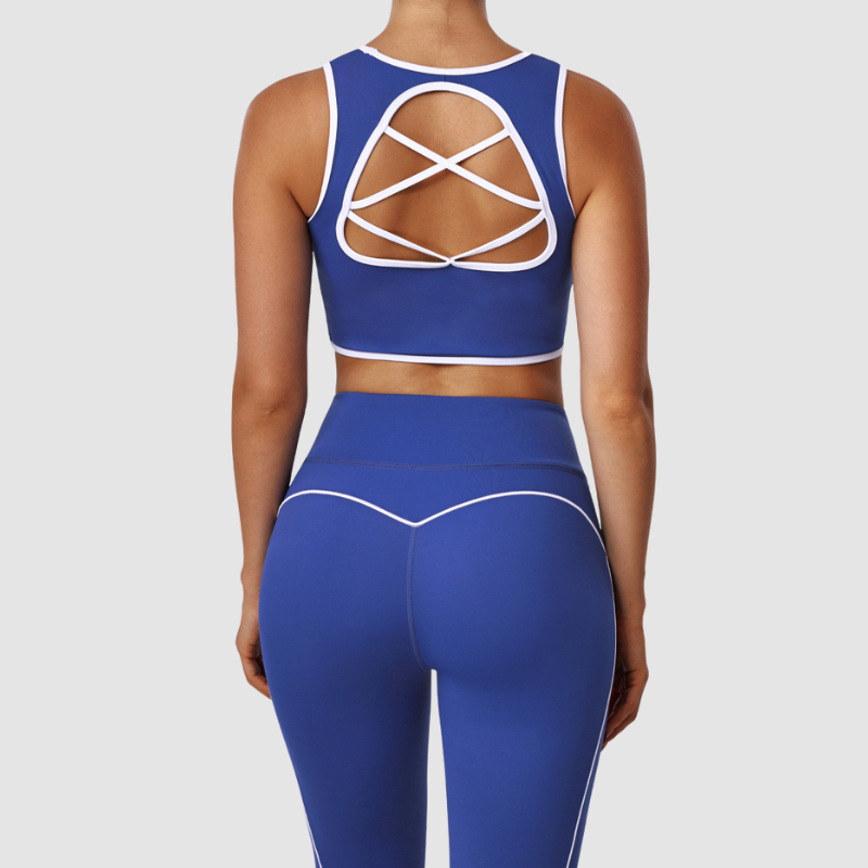 Wholesale color-blocked sports bra + leggings