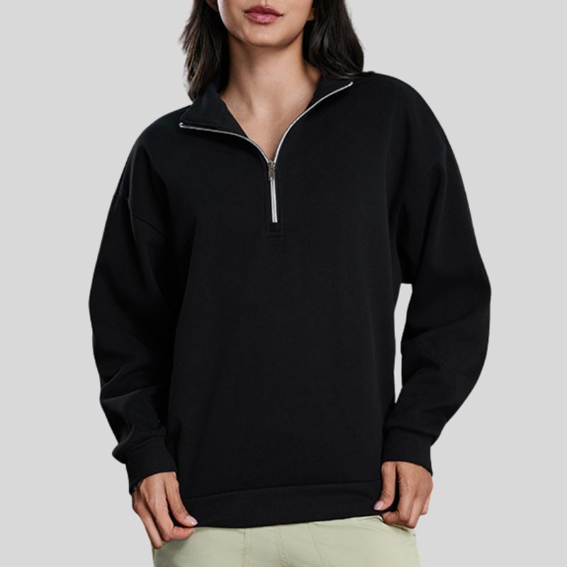 Half-Zip Stand Collar Fleece Sweatshirt