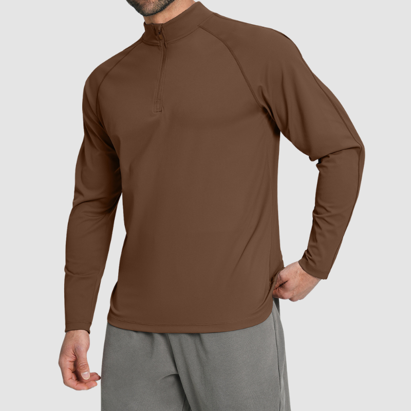 Wholesale Men's Half-Zip Mock Neck Long Sleeve Athletic Top – Moisture-Wicking Gym Fitness Training Shirt