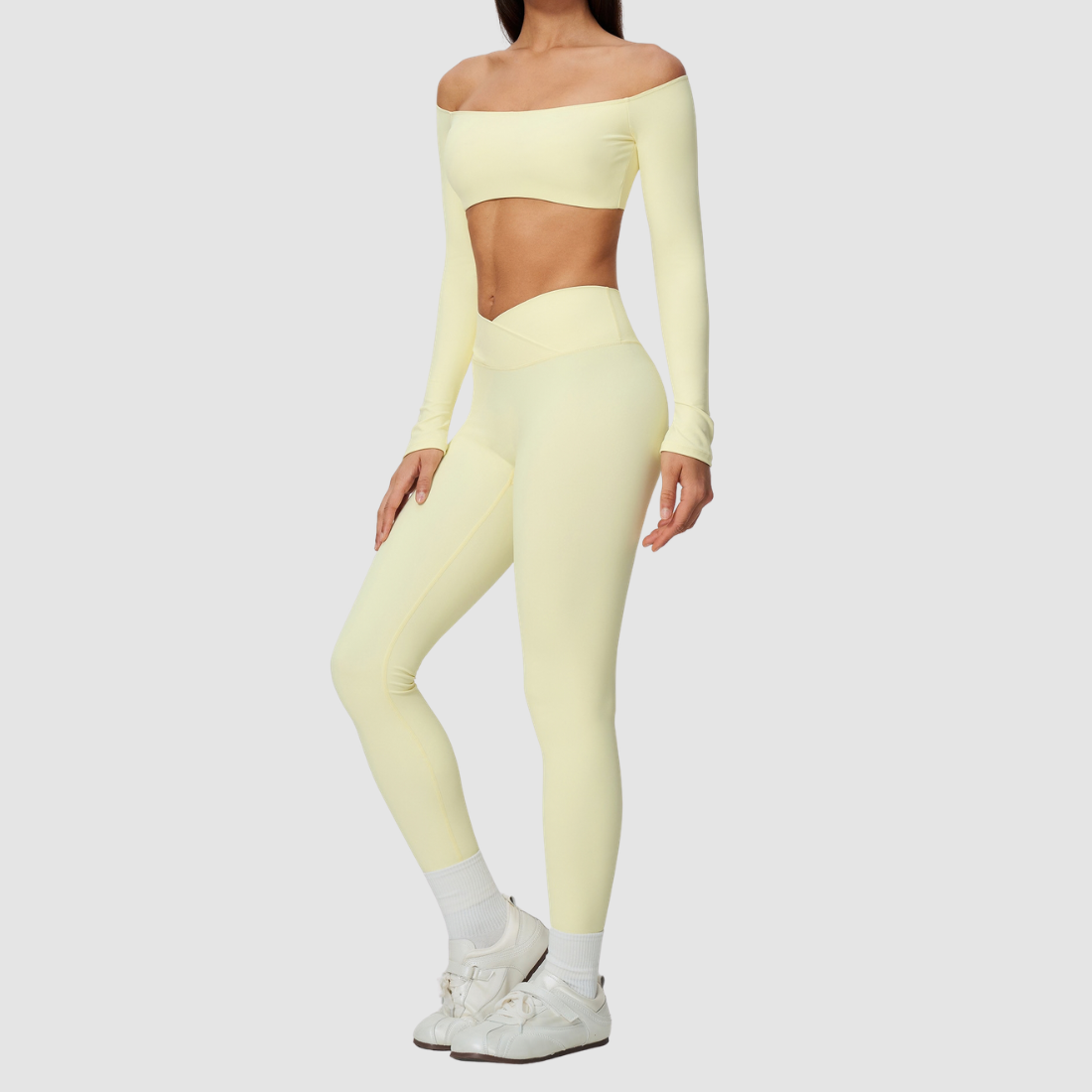 Wholesale Women's One-Shoulder Long-Sleeve Top+Yoga Leggings Set