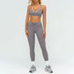 Removable bra pads + high-waisted pleated leggings 2-piece set