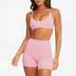 Cross back quick drying sports bra and high waisted shorts set