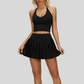 Removable Bra Pad Tank top+Anti-exposure design pleated skirt 2-piece set