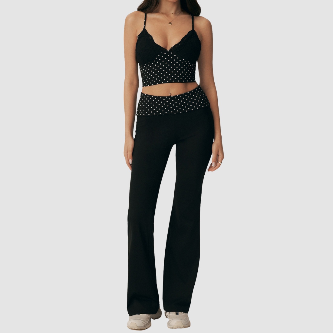 Wholesale Women's Quick-Dry Padded Cami & Striped Wide-Leg Yoga Pants Set