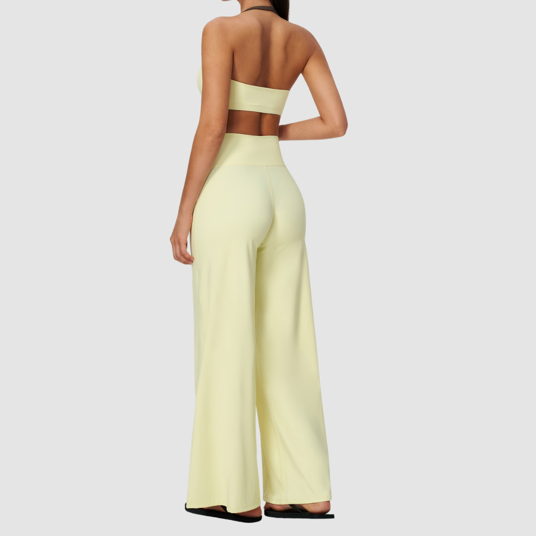 Wholesale Women's Halter Sports Bra & Wide-Leg Pants Two-Piece Set