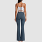Wholesale Women's Contrast Sports Bra & Flare Yoga Pants Set – High-Waist Quick-Dry