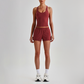Wholesale Naked-Feel Racerback Sports Bra & High-Waist Biker Shorts Set – Sculpting Yoga 2-Piece