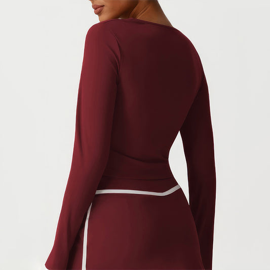 Wholesale women's V-neck long-sleeved tops | Wonderxfans bulk activewear