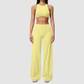 Wholesale Women's Sports Bra and Wide-Leg Pants Set – Brushed Fabric Yoga Set