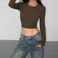 Wholesale women's sports long sleeve tops with hollow back