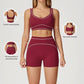 Contrasting Color Sports Bra + high waist shorts 2-piece set