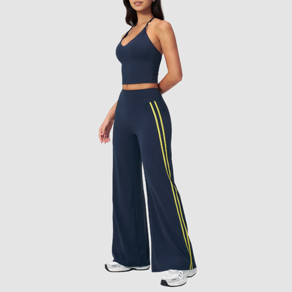 Wholesale Breathable Y-Back Tank Top & Fold-up Flare Pants Set