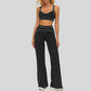 Contrasting bra with removable bra pads+High-waisted wide-leg pants 2-piece set