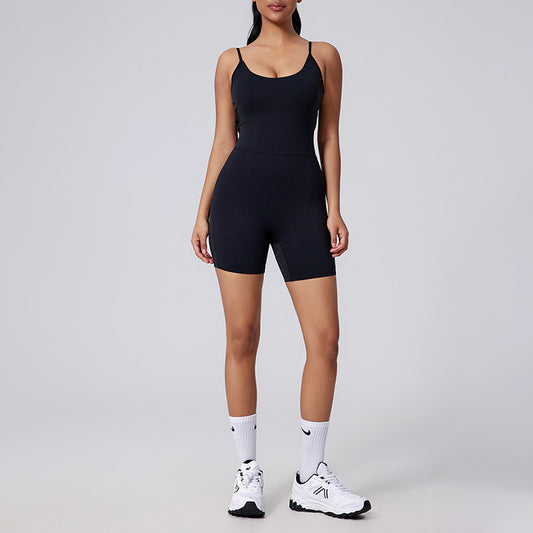 Wholesale U-neck Thin Straps Sports Jumpsuit | Wonderxfans bulk activewear