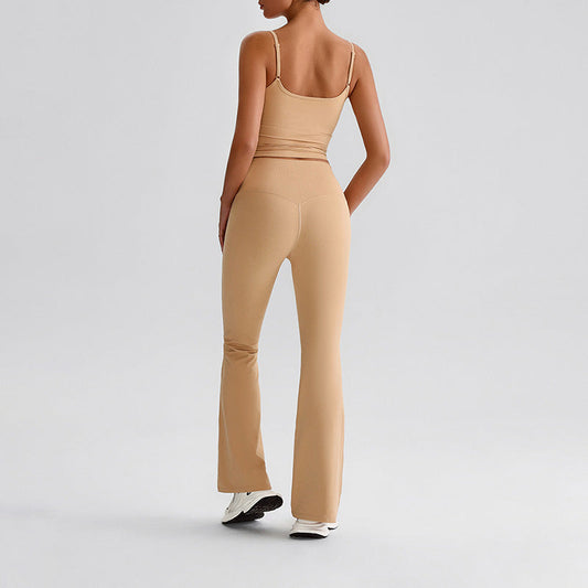 Thin straps tank top + Flared Leg pants 2-piece set