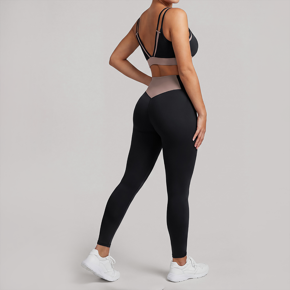 Wholesale Contrast Trim Yoga Set – Bra & Leggings Fitness Set